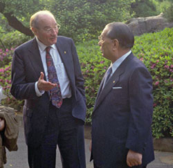 With Professor John D. Montgomery of Harvard University (Hachioji, May 1992)