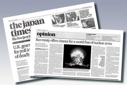《日本时报》投稿文章︰《禁止核武器条约》是通往无核武器世界的关键