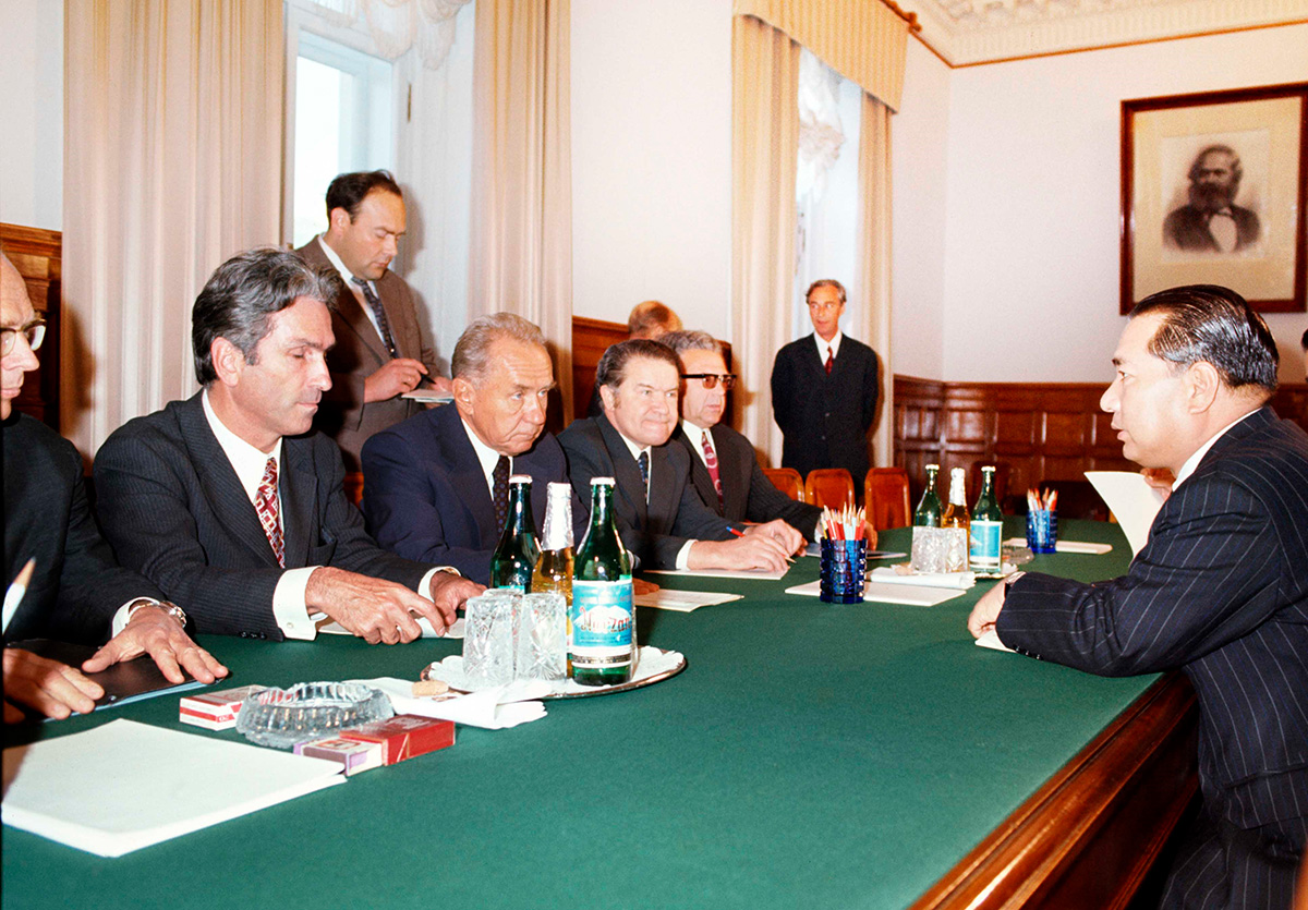 田和蘇聯總理柯西金在克里姆林宮（1974年，莫斯科）